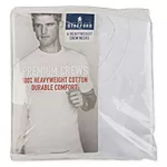 Stafford Heavyweight Mens 4 Pack Short Sleeve Crew Neck T-Shirt-Tall - Picture 4 of 5